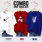 3 pcs Combo Lovely Drop shoulder T-shirt for Women - Image 2