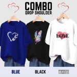 3 pcs Combo Lovely Drop shoulder T-shirt for Women