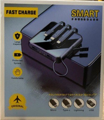 Smart Fast Charge Power Bank (20000mAh, Multi Cable Built-in)