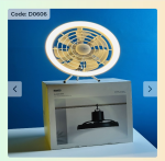 JISULIFE FA17 Rechargeable Fan with LED Light and Table Tripod- White Color