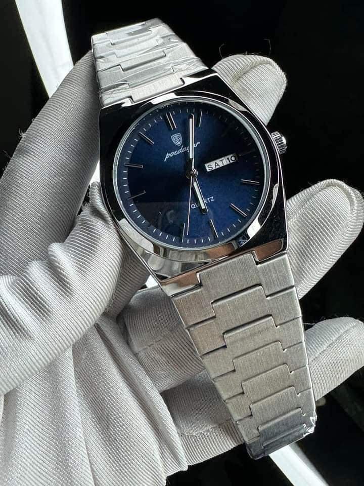 2026/04/1000185813.jpg POEDAGAR 930 Men's New Luxury Luminous Date Week Stainless Steel Quartz Watch For Men - Image 1